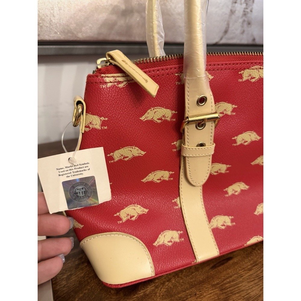 Arkansas Razorbacks Red & Gold Satchel Handbag - Picture 2 of 4